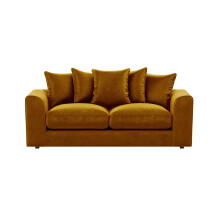 (Gold, 3 Seater) Brooklyn Plush Velvet Fibre 3 & 2 Seater Sofa Set