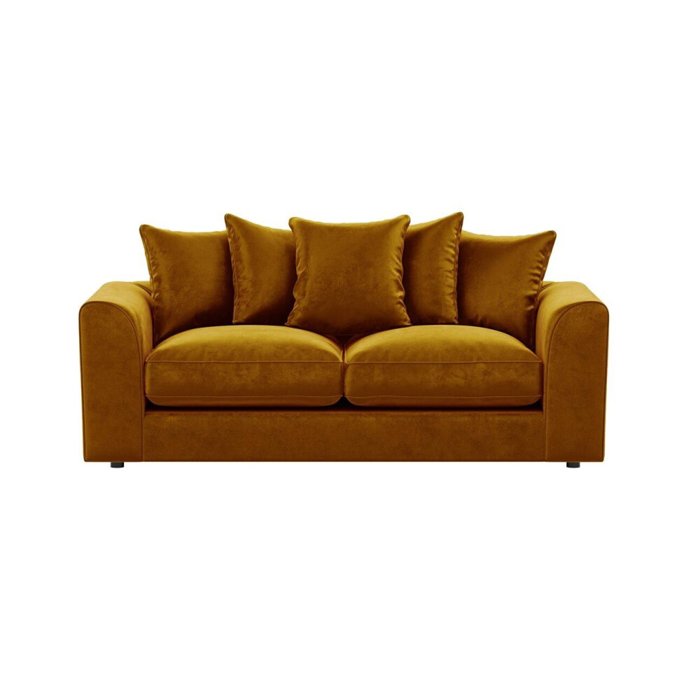 (Gold, 3 Seater) Brooklyn Plush Velvet 3 & 2 Seater Sofa Set