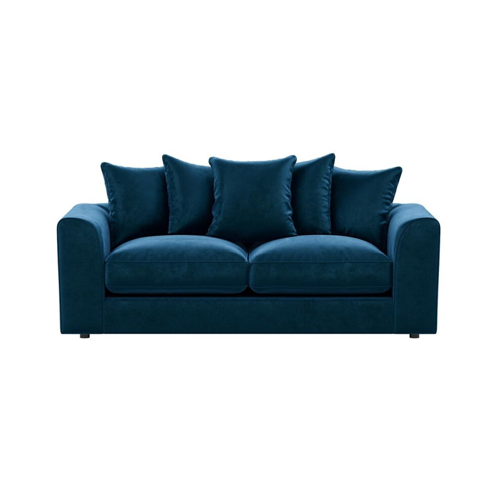 (Blue, 3 Seater) Brooklyn Plush Velvet 3 & 2 Seater Sofa Set