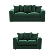 (Green, 3 & 2 Seater Set) Brooklyn Plush Velvet Fibre 3 & 2 Seater Sofa Set