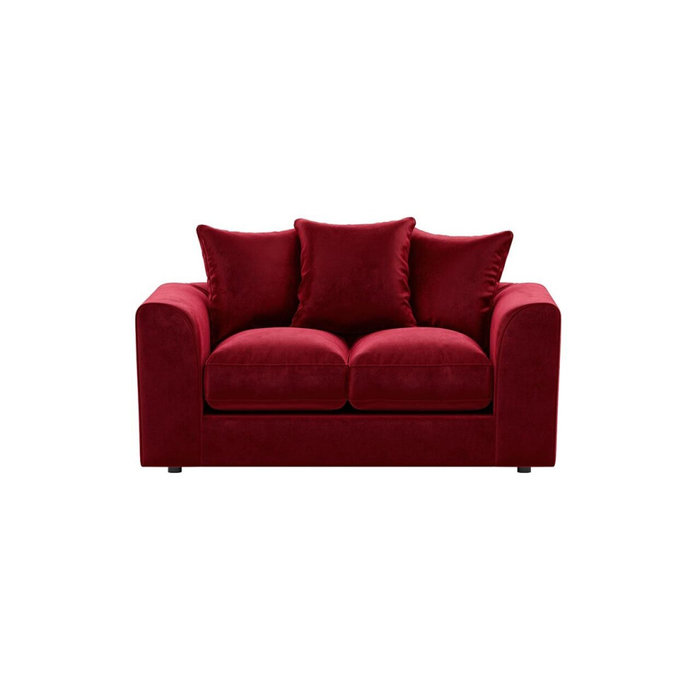 (Red, 2 Seater) Brooklyn Plush Velvet 3 & 2 Seater Sofa Set