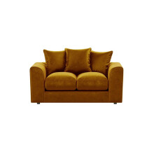 (Gold, 2 Seater) Brooklyn Plush Velvet Fibre 3 & 2 Seater Sofa Set