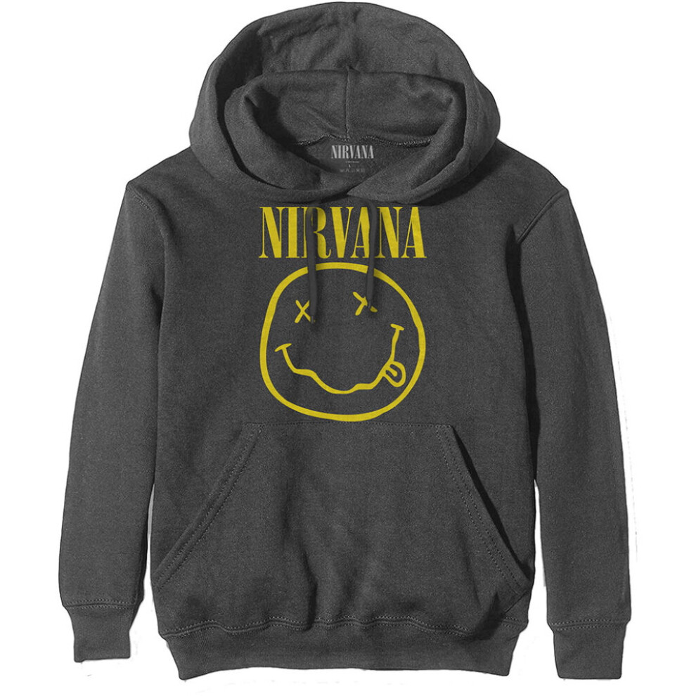 (Small) Nirvana 'Yellow Smile' (Grey) Pull Over Hoodie