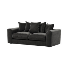 (Black, 3 Seater) Brooklyn Plush Velvet Fibre 3 & 2 Seater Sofa Set
