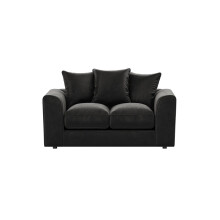(Black, 2 Seater) Brooklyn Plush Velvet Fibre 3 & 2 Seater Sofa Set
