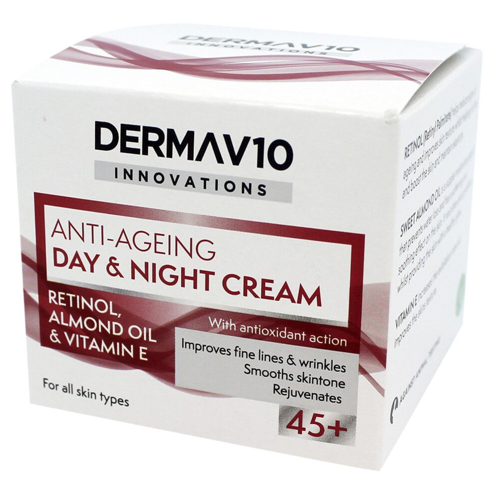 Derma V10 Innovations Anti-Ageing Day & Night Cream, Retinol, 50 ml