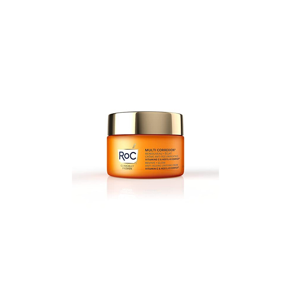 RoC Multi Correxion Revive and Glow Unifying Cream Rich with Vitamin C Derivative - Anti-Wrinkle, Smooths Wrinkles, Even Tone, Plumper Skin, 50 ml