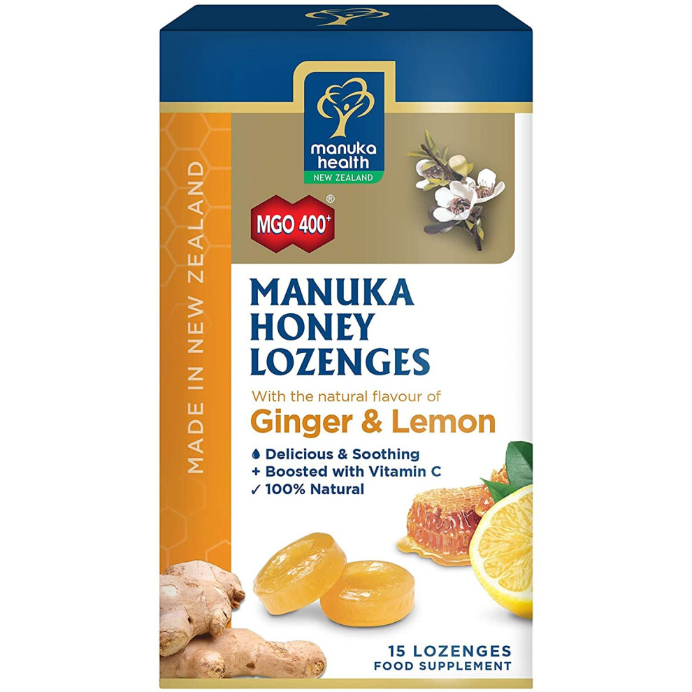 Manuka Health MGO400 Plus Manuka Honey Lozenges with Ginger and Lemon