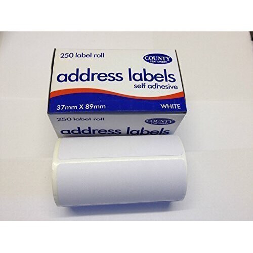 250 Self Adhesive Address Labels on Continuous Roll 89mm x 37mm