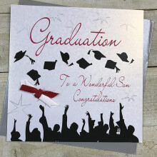 WHITE COTTON CARDS Large Scroll, Wonderful Son Handmade Graduation Card, XLWB98s