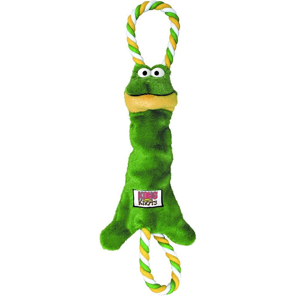 KONG - Tugger Knots Frog - Tug of War Dog Toy, Minimal Stuffing and Looped Ropes for added Strength - For Small/Medium Dogs