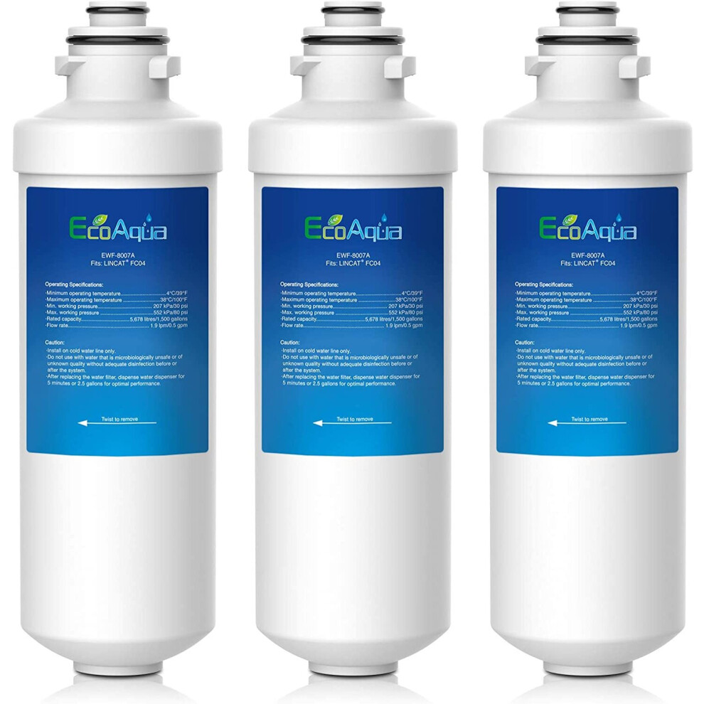 EcoAqua EWF-8007A Replacement Water Filter Compatible with Lincat FC04 FilterFlow Automatic Water Boiler FX Series; Including EB3FX, EB4FX, EB6FX,