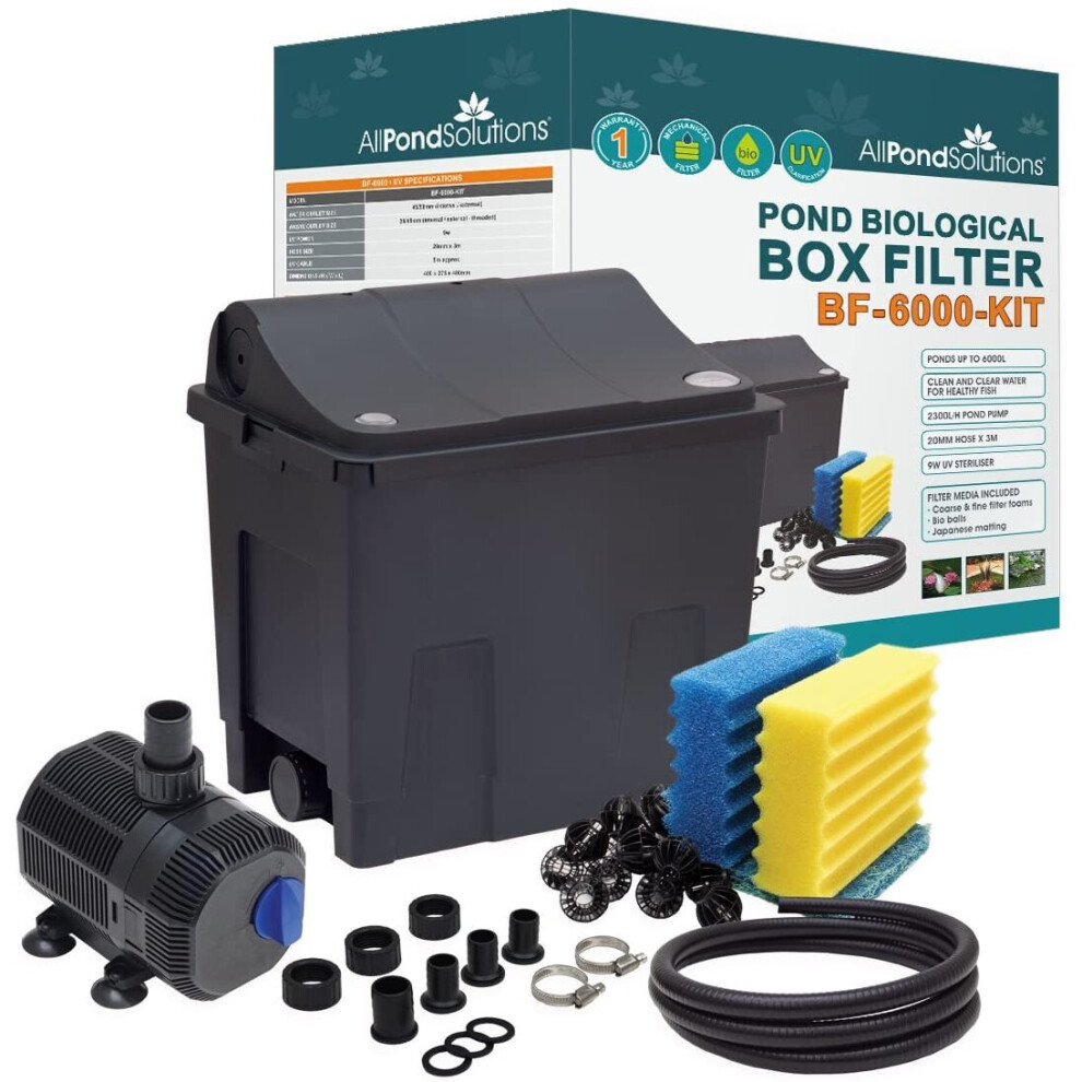 All Pond Solutions Koi/Goldfish Pond Filter Box Full Kit, Small, 9 W