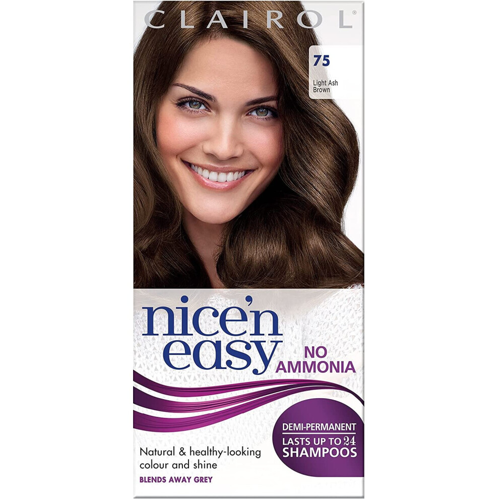 Clairol Nice'n Easy Semi-Permanent Hair Dye No Ammonia 75 Light Ash Brown