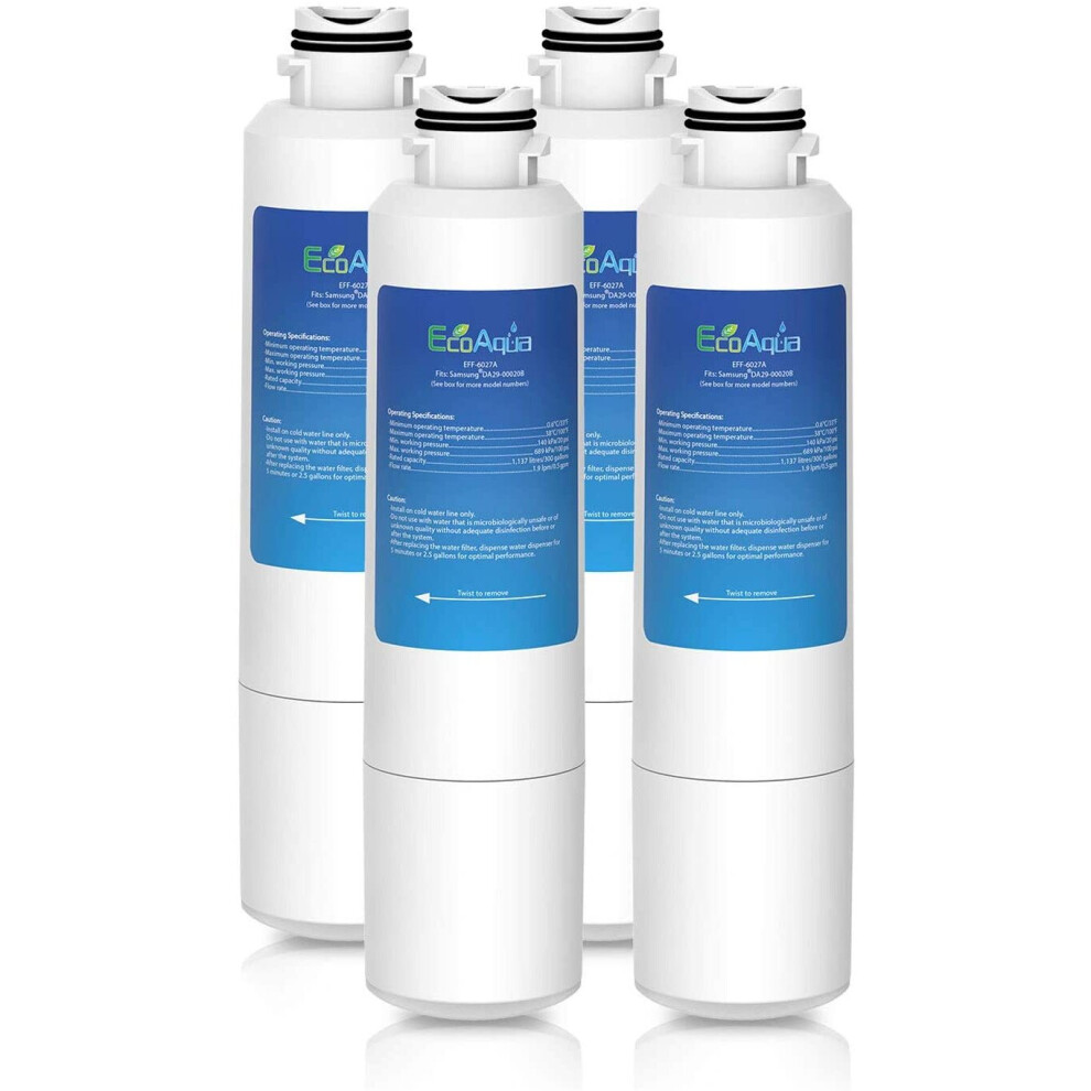 EcoAqua EFF-6027A Water Filter Replacement for Samsung DA29-00020B, DA29-00020A, 04609101000, HAF-CIN/EXP, 46-9101 (4)