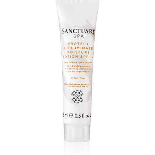 Sanctuary Spa Illuminating Face Moisturiser with SPF 15 - Lightweight, Hydrating Glow Lotion, 15 ml