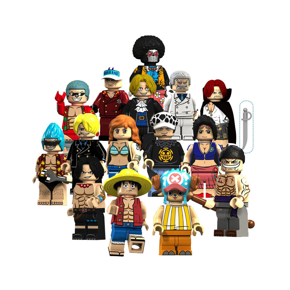 15PCS One Piece MOC Series Luffy Chopper Ace Shanks Frankie Whitebeard Karp Doll Toys Fit Lego