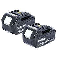 Makita 2BL1850 BL1850 18v 5.0Ah Li-ion LXT Battery Pack of 2, 18 V, Black, Small, Set of 2 Pieces