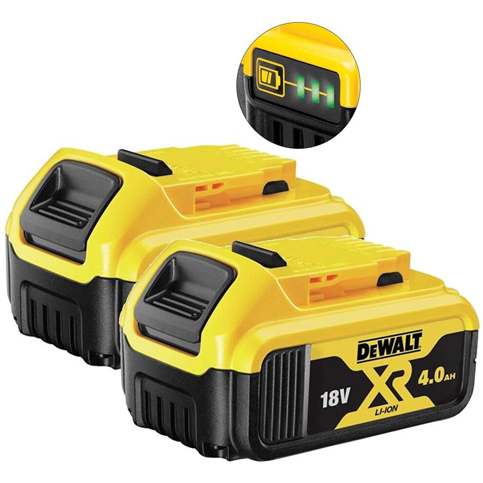 Dewalt x 2 DCB182 18V 4Ah XR Li-Ion Battery (Pack of 2), 18 V