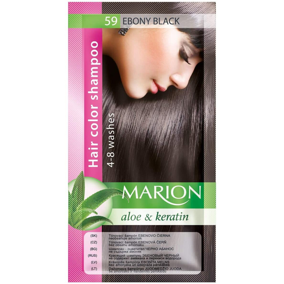 Marion Hair Color Shampoo in Sachet Lasting 4-8 Washes - 59- Ebony Black