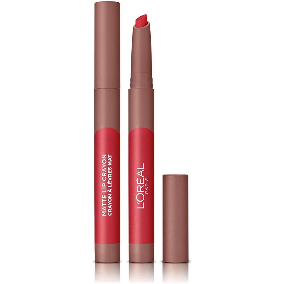 L'Oreal Paris Infallible Very Matte Lip Crayon Lipstick, Smudge Proof, Pink Lipstick, 108 Hot Apricot, 20 g