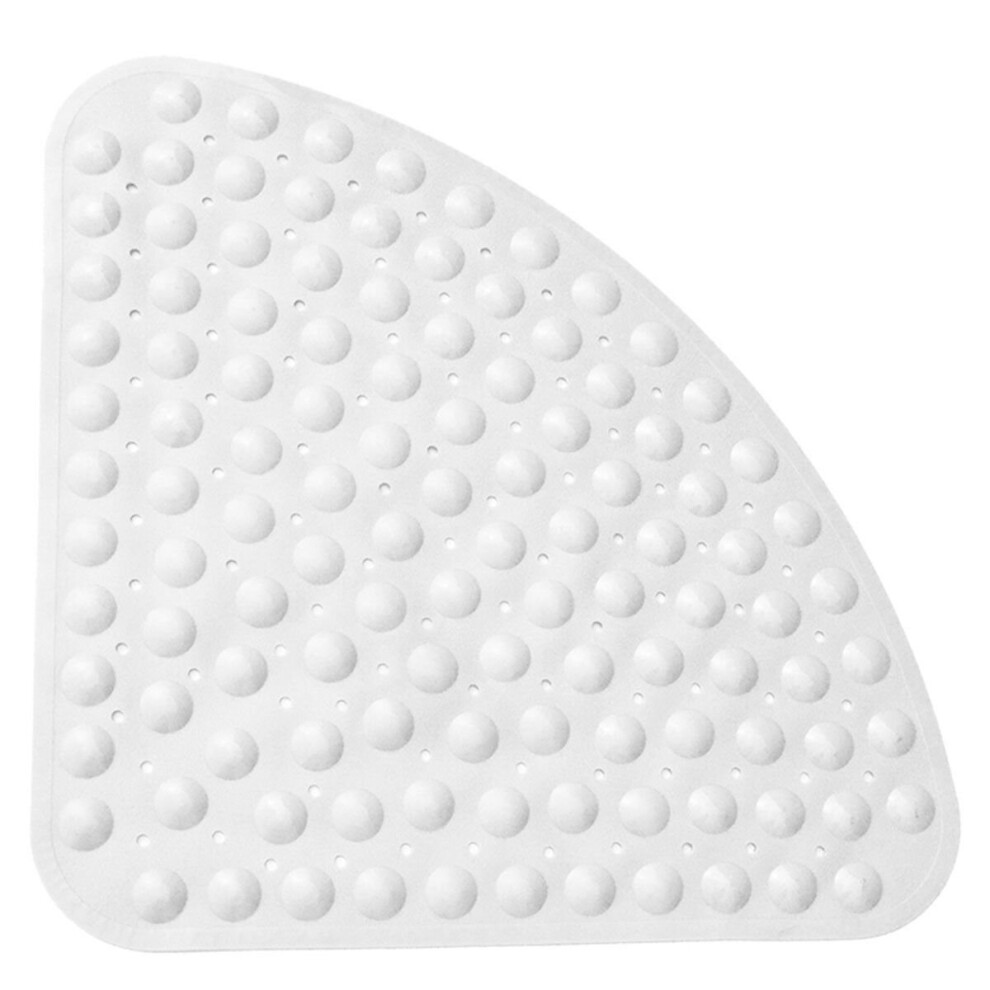 (White) Non Slip Pad Quadrant Sector Rubber Anti-Bacterial  Corner Bath Shower Tub Mat
