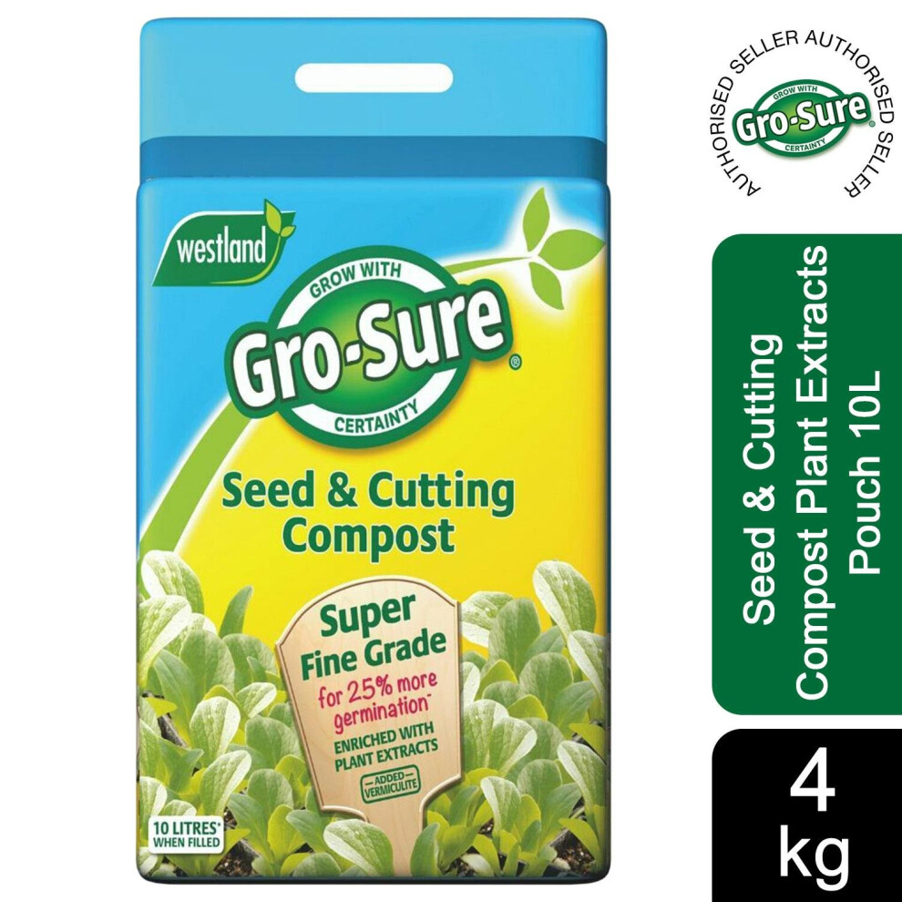 Gro-Sure Seed & Cutting Compost Plant Extracts Pouch 10L 4Kg