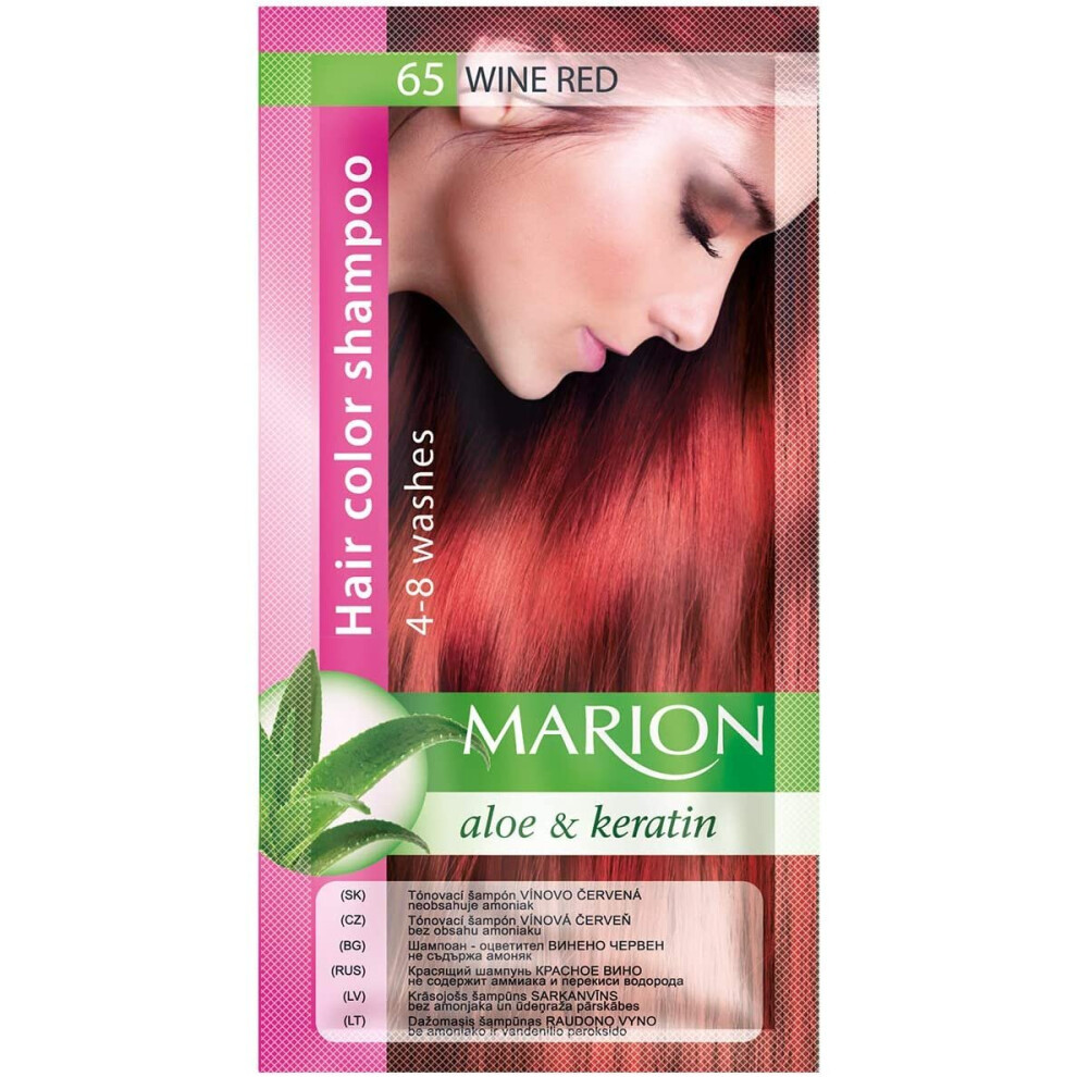 Marion Hair Color Shampoo in Sachet Lasting 4-8 Washes - 65 â Red Wine