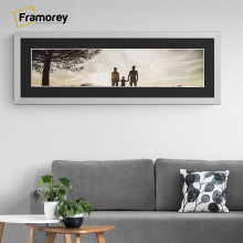(Silver With Black Mount, 24x10" Pic (28x14" Frame)) Panoramic Size Silver Picture Frame Photo Frames With Multicolored Mounts Wall Hanging Frame