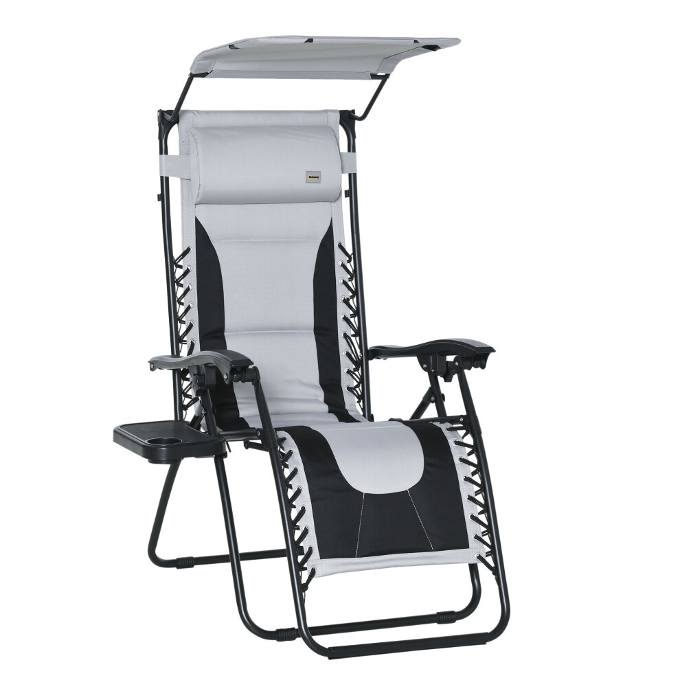 Outsunny Zero Gravity Lounger Chair, Folding Reclining Chair Grey