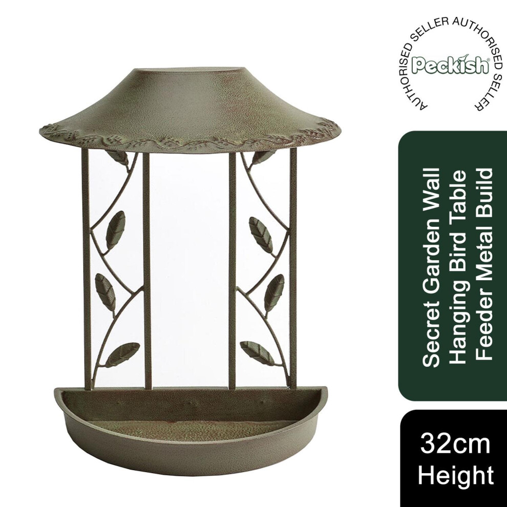 Peckish Secret Garden Wall Hanging Bird Table Feeder Metal 32Cm Height