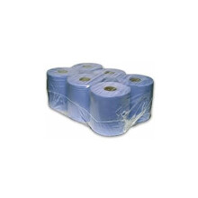 6 x Blue Paper Rolls - 2 Ply Embossed Centre Feed - Hand Towel Tissue Rolls - SIRIUS BRAND