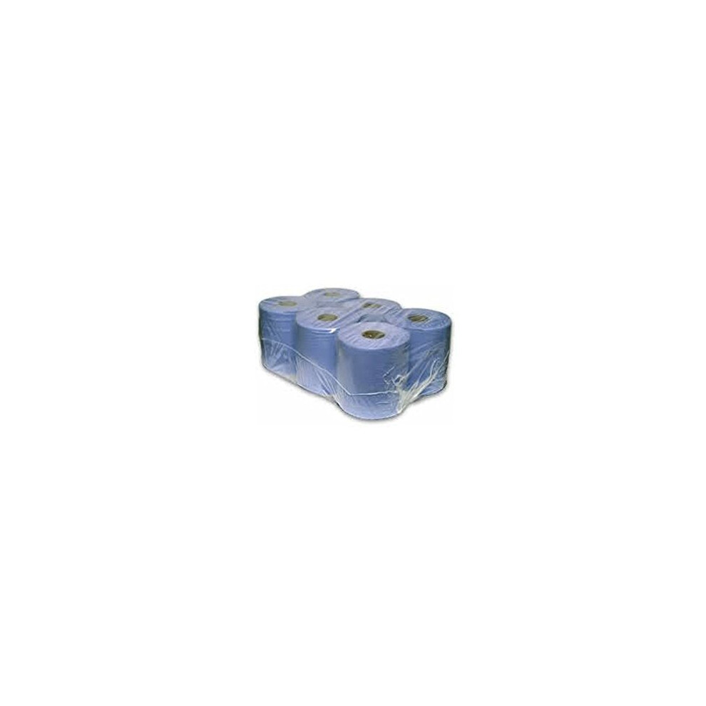 6 x Blue Paper Rolls - 2 Ply Embossed Centre Feed - Hand Towel Tissue Rolls - SIRIUS BRAND