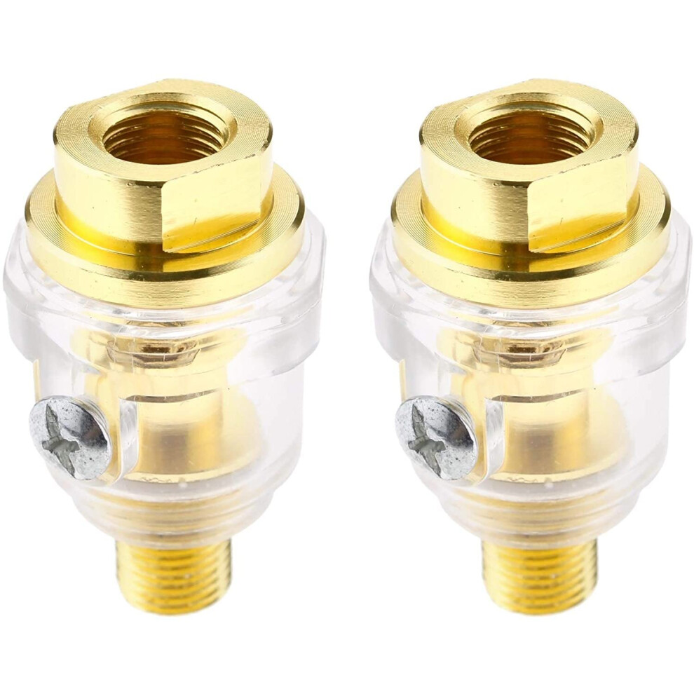 2X Mini Oiler Lubricator, 1/4" Bsp Brass In-Line Oiler Air Lubricator For Air Compressor Pipe Tool 6973553330969