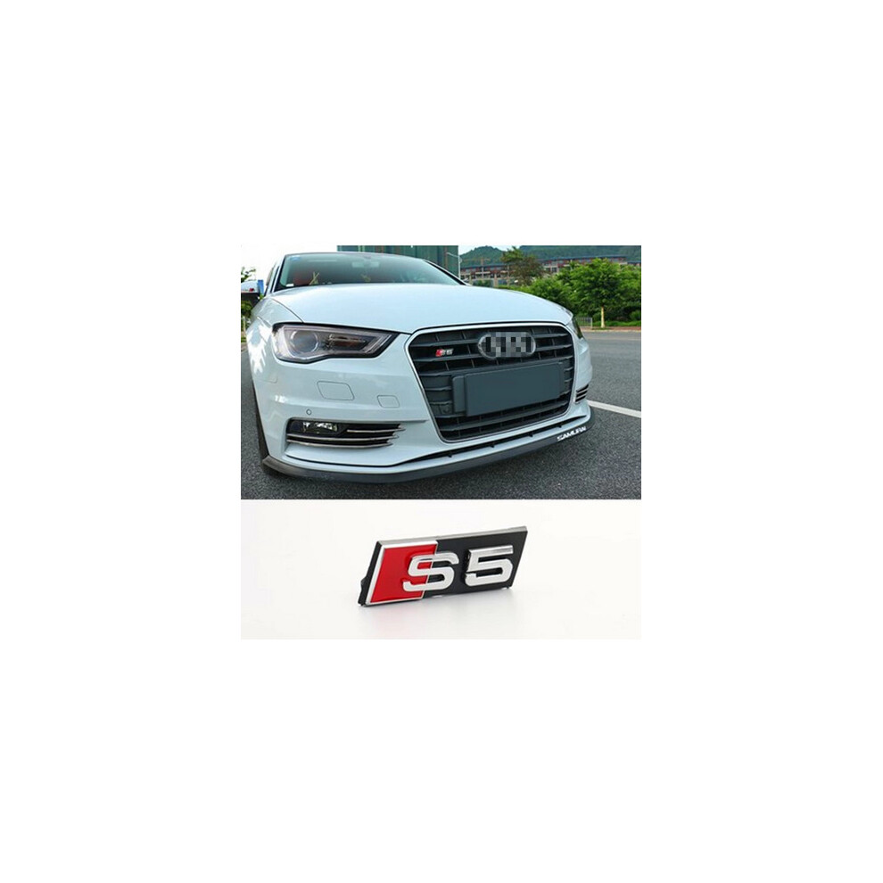 Front Grill Badge Emblem Black & Chrome 72x22 MM For Audi A5 S5