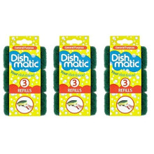 9 x Dishmatic Heavy Duty Green Refill Sponges Cleaning Scourer