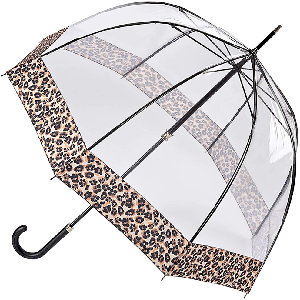 Fulton Birdcage 2 Luxe Natural Leopard Print Umbrella