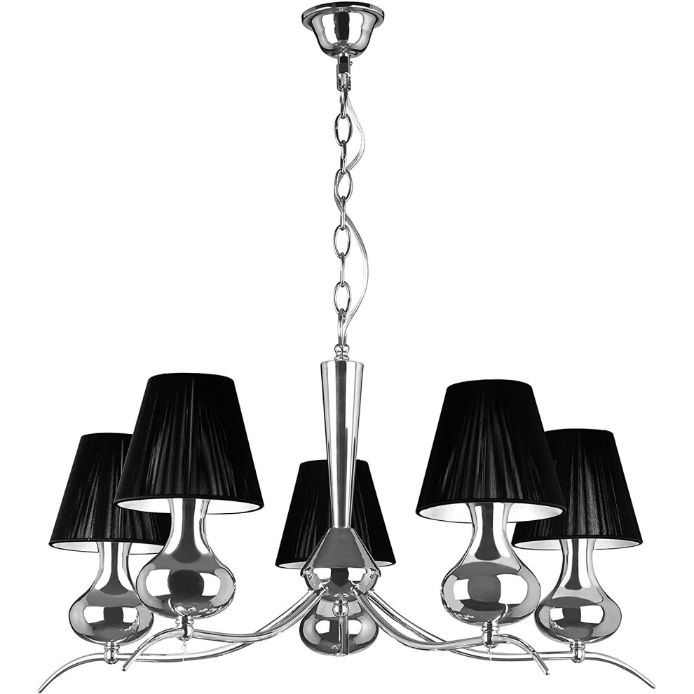Premier Housewares E14 Small Edison Screw 5 Arm Chrome Pendant 60 W - Light/Black