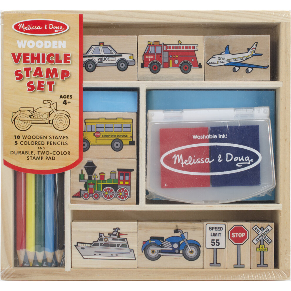 Melissa & Doug Wooden Stamp Set-Vehicle MDSS-2409