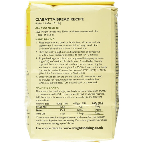 Wright's Baking Classic Ciabatta Bread Mix, 500g 2