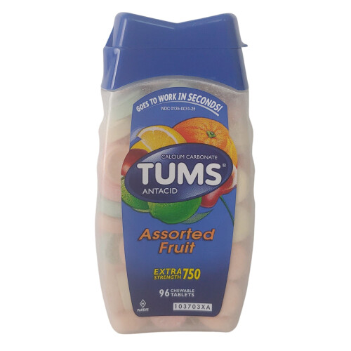 Tums Τάμς, Αντιναρκωτικό, Μικτές Φρούτα, 96 Γευστικές Πιέτες (750 mg ανά Πιέτη)