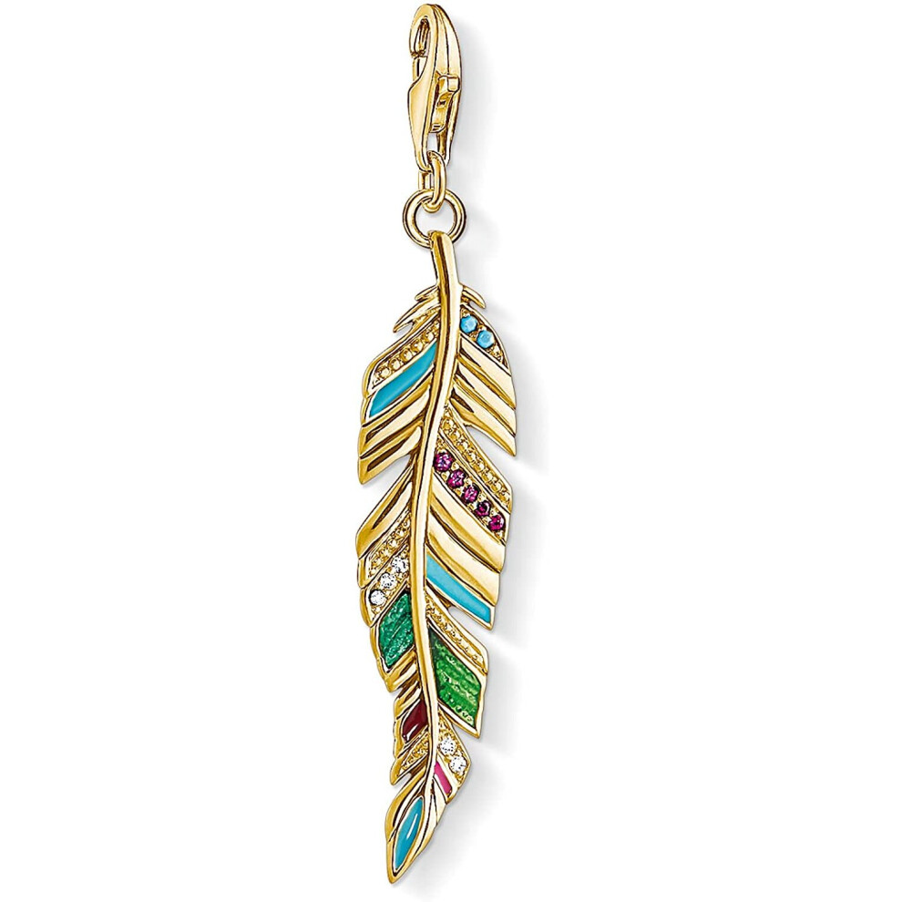 Thomas Sabo Women Charm Pendant Ethnic Feather 925 Sterling Silver