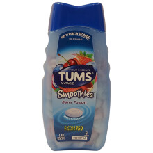 Tums, Antácidos, Fusión de Frutas para Smoothies, 140 Tabletas Chupables (750 mg por Tableta)