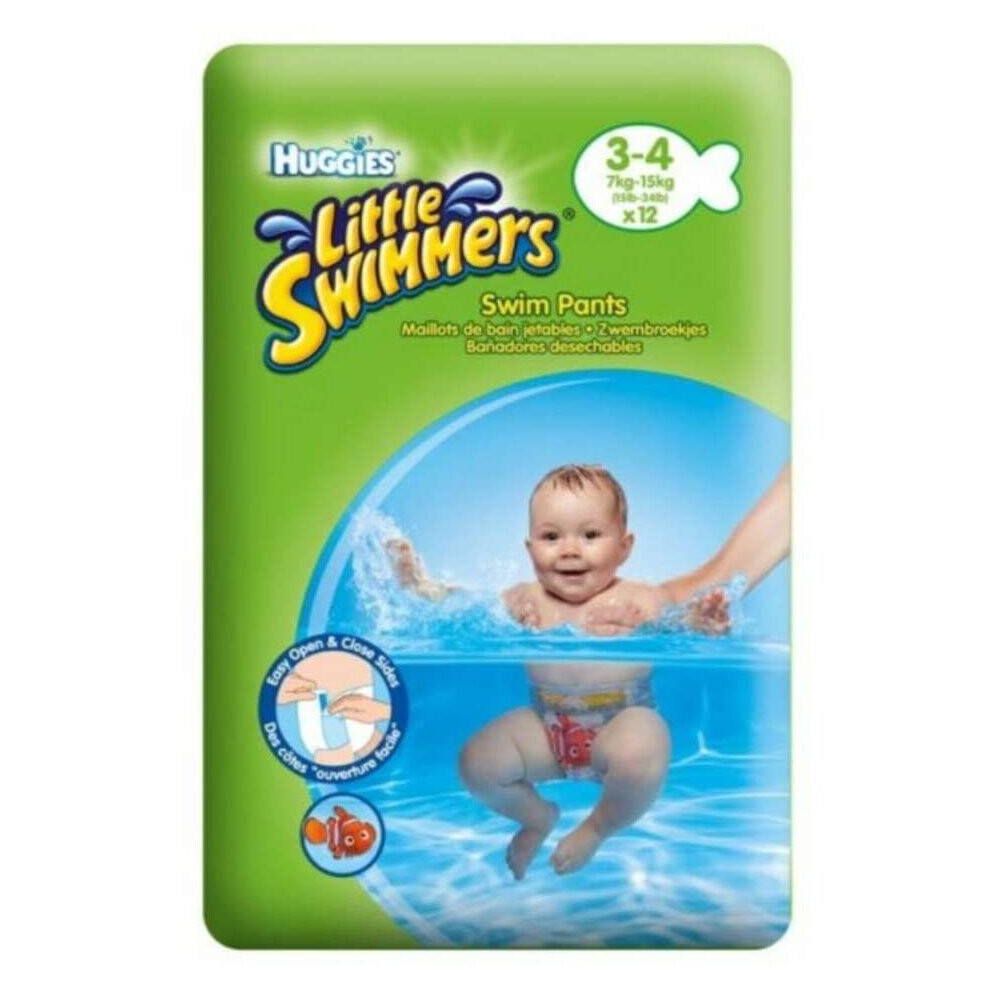 Huggies Little Swimmers Disposable Swim Nappies Size 3-4, Pack of 12
