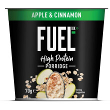 FUEL10K Porridge Pots, Apple and Cinnamon - 8x70g - High Protein On the Go Breakfast