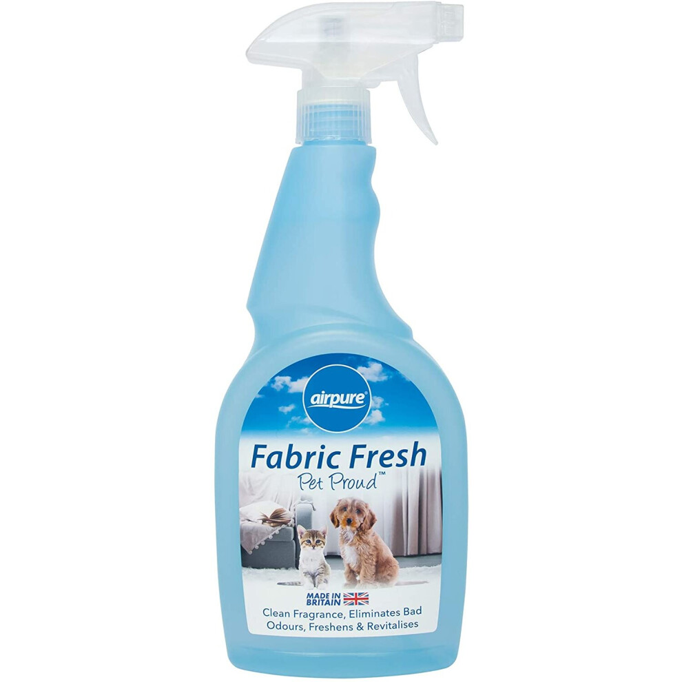 airpure PET PROUD Fabric Freshener, 750ml Spray, Pet Odour Eliminator, Refresher Spray for the Mattress, Bed, Linen, Carpet, Clothing, Remove Cat&Dog