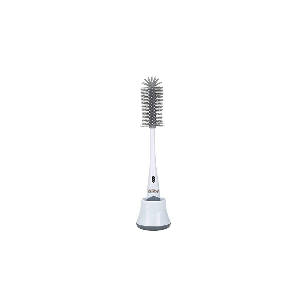 Nuby NV03005 Bottle Brush 2 in 1 Cleaning Brush for Bottles and Teats with Hygiene Stand, White, 100 g