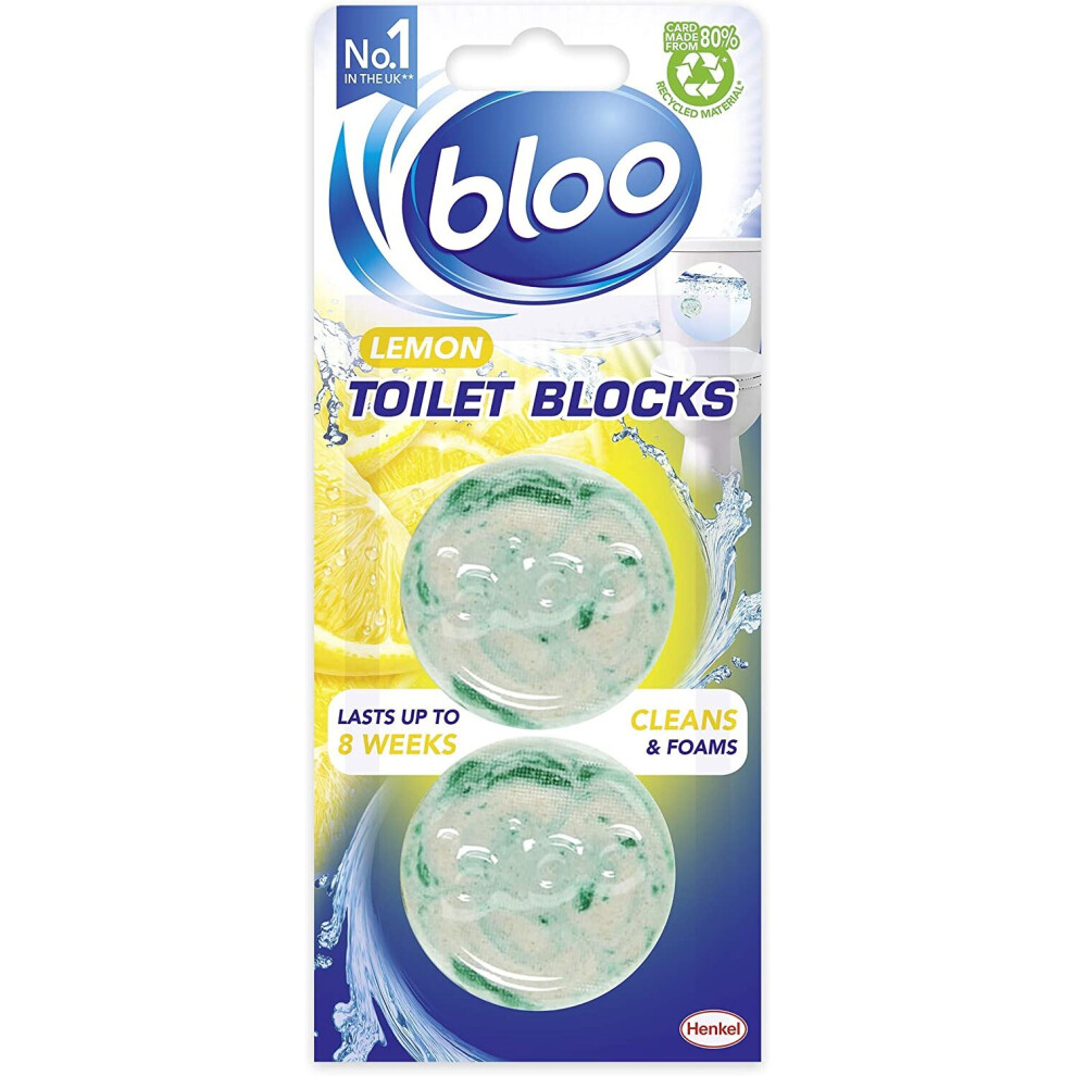 Bloo In Cistern Twin Blocks Citrus Zest with Long Lasting Anti-Limescale Cleaning, Foaming & Clear Water