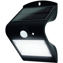Luceco LEXS40B40-01 Solar Guardian Angled Wall Light Outdoor, with PIR Motion Sensor, 3.2 Watts, Black