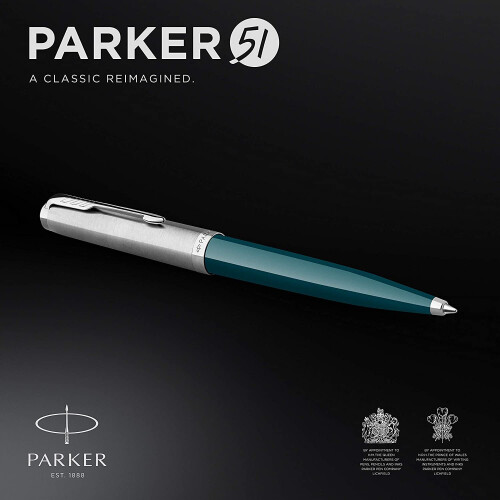 Parker Parker 51 Στυλό Ballpoint | Μπλε Barrel με Χρωμέ Τελείωμα | Μεσαίο Σημείο με Μαύρη Μελάνη 1